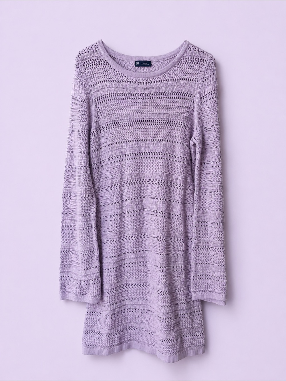 GAP Light Lavender Open-Weave Long Sleeve Tunic